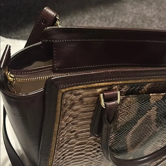 Brahmin Aubree - Savino Folklore- Brown Snake Print Women's Bag - Picture 16 of 16